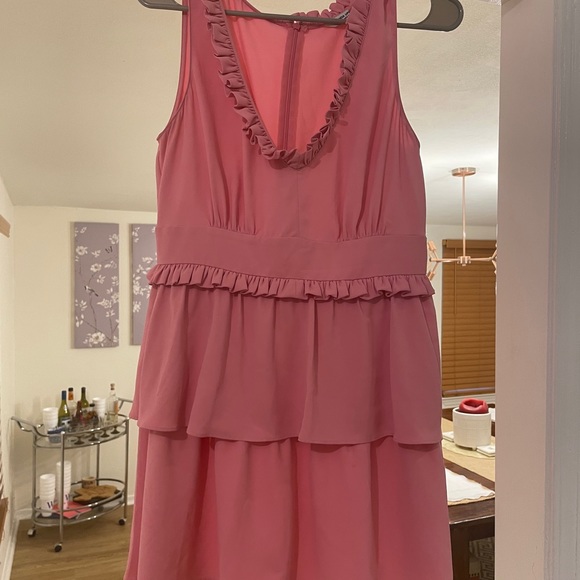Amanda Uprichard Moneta Pink Ruffle Dress Size Medium - Picture 2 of 3